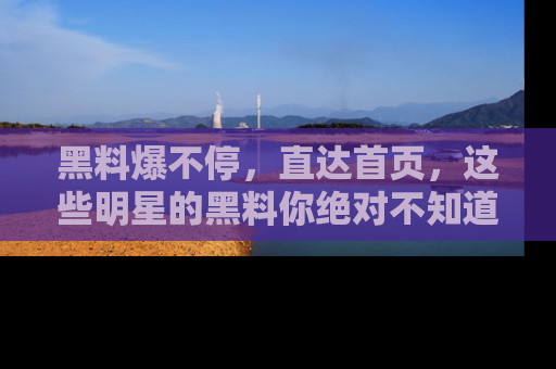 黑料爆不停，直达首页，这些明星的黑料你绝对不知道！